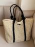 Letter Patch Decor Straw Bag