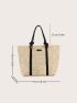 Letter Patch Decor Straw Bag