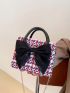 Mini Plaid Pattern Bow Decor Chain Square Bag
