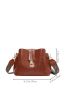 Buckle Decor Bucket Bag, Trendy Wide Strap Crossbody Bag, Women's Artificial Leather Purse