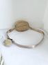 Contrast Binding Straw Bag With Coin Purse