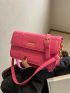 Neon-pink Quilted Detail Flap Square Bag