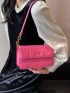 Neon-pink Quilted Detail Flap Square Bag