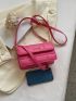 Neon-pink Quilted Detail Flap Square Bag