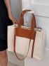 Letter Embossed Shoulder Tote Bag