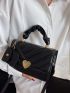 Heart Lock Quilted Flap Square Bag With Coin Purse