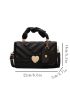 Heart Lock Quilted Flap Square Bag With Coin Purse