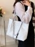 Flower Jacquard Chain Decor Shoulder Tote Bag