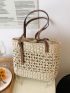 Hollow Out Drawstring Design Straw Bag