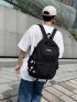 Men Letter Patch Decor Functional Backpack With Cartoon Bag Charm