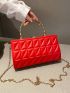 Neon Red Quilted Box Bag