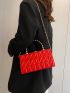 Neon Red Quilted Box Bag