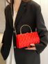 Neon Red Quilted Box Bag