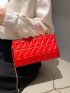 Neon Red Quilted Box Bag