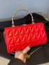 Neon Red Quilted Box Bag