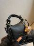 Mini Litchi Embossed Hobo Bag With Bag Charm