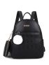 Argyle Embossed Classic Backpack With Pompom Charm