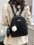 Argyle Embossed Classic Backpack With Pompom Charm