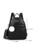 Argyle Embossed Classic Backpack With Pompom Charm