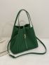 Twist Lock Design Pleated Embossed Top Handle Bag