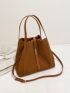 Twist Lock Design Pleated Embossed Top Handle Bag