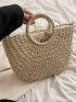 Drawstring Design Straw Bag