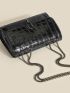 Crocodile Embossed Flap Square Bag