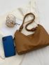 Litchi Embossed Hobo Bag