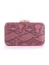 Mini Snakeskin Embossed Rhinestone Decor Glitter Chain Box Bag