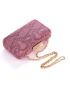 Mini Snakeskin Embossed Rhinestone Decor Glitter Chain Box Bag