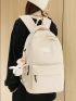 Letter Patch Decor Classic Backpack With Cartoon Duck Bag Charm