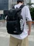 Men Release Buckle Decor Laptop Backpack