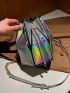 Mini Holographic Drawstring Detail Bucket Bag