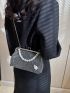 Rhinestone & Faux Pearl Decor Kiss Lock Chain Evening Bag