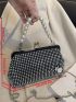 Rhinestone & Faux Pearl Decor Kiss Lock Chain Evening Bag