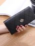 Quilted Crown Decor Long Wallet, Argyle Embroidery Long Wallet, Women's PU Clutch Purse, Foldable Coin Bag With Multi Card Slots