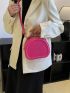 Mini Neon Pink Letter Graphic Circle Bag