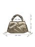 Embossed Detail Ruched Top Handle Chain Box Bag
