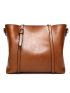 Oil Wax Artificial Leather Tote Bag, Women's Large Capacity Shoulder Bag