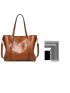 Oil Wax Artificial Leather Tote Bag, Women's Large Capacity Shoulder Bag