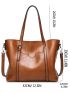 Oil Wax Artificial Leather Tote Bag, Women's Large Capacity Shoulder Bag