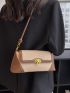 Two Tone Flap Baguette Bag