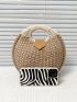 Color Block Straw Bag