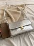 Metallic Crocodile Embossed Flap Baguette Bag