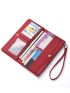 Minimalist Long Wallet PU Bi-fold Button Decor