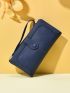 Minimalist Long Wallet PU Bi-fold Button Decor