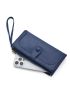 Minimalist Long Wallet PU Bi-fold Button Decor