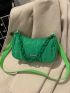 Neon Green Quilted Pattern Chain Decor Hobo Bag