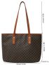 Geometric Pattern Contrast Binding Shoulder Tote Bag