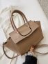 Litchi Embossed Flap Top Handle Bag